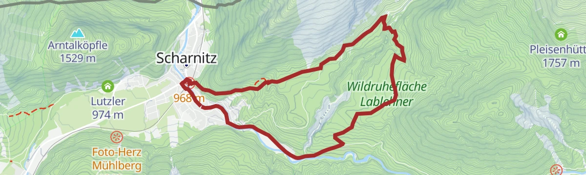 Route map: Rundwanderung Birzlkapelle - Karwendelsteg
